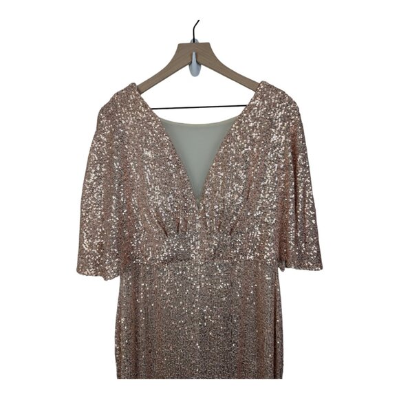 Chicwish | Cape Sleeve Mesh Insert Sequined Gown | Champagne | XXL - Picture 7 of 14